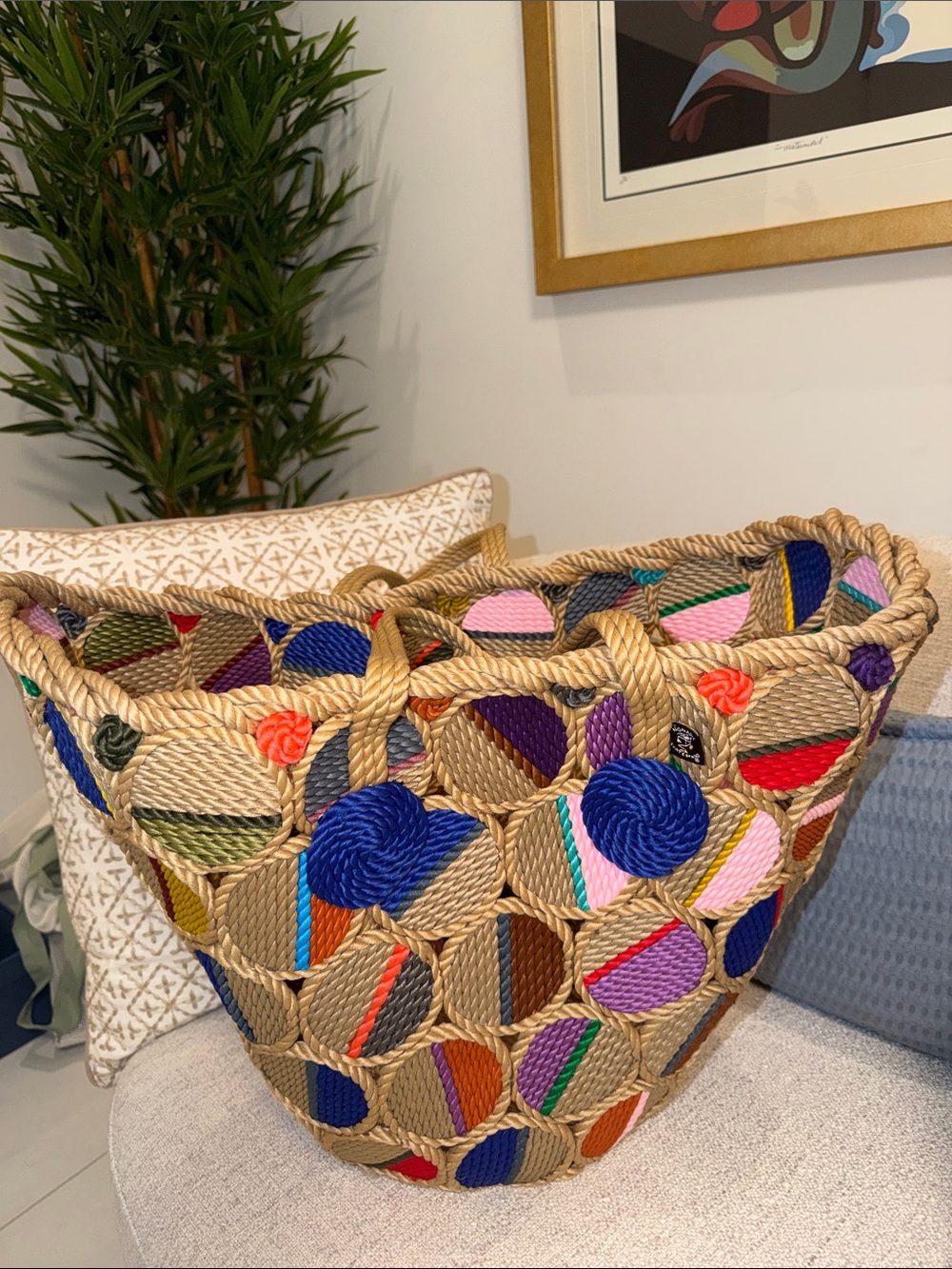 Multicolor Rope Woven Tote Bag - Home Accents